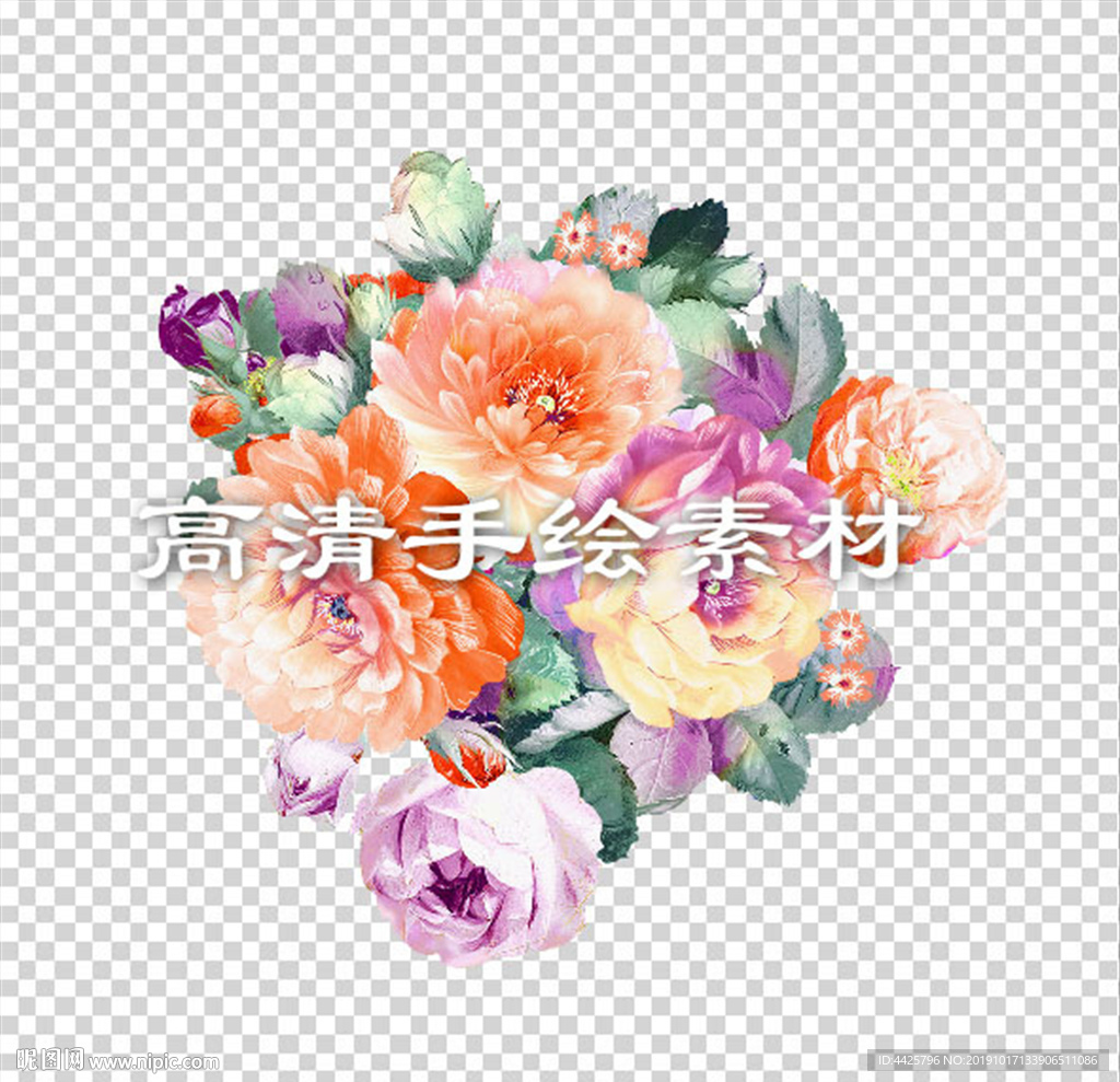 高清手绘花卉印花