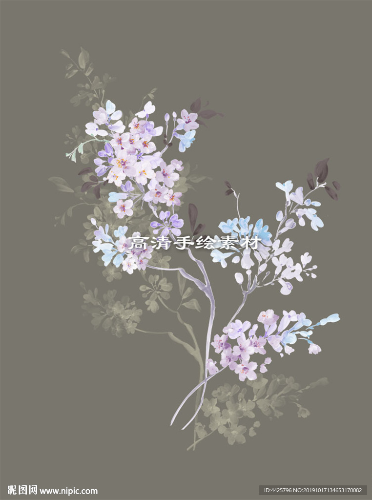 高清手绘花卉印花