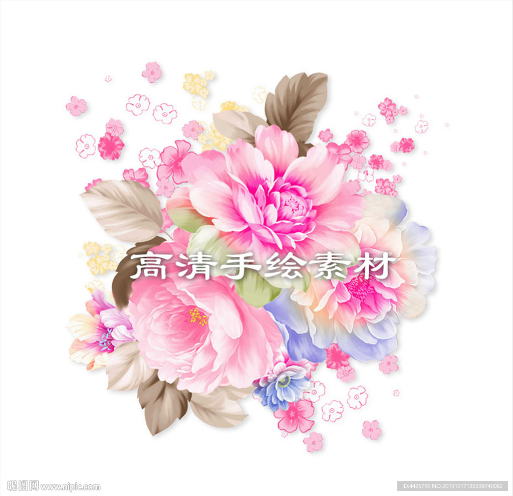 高清手绘花卉印花