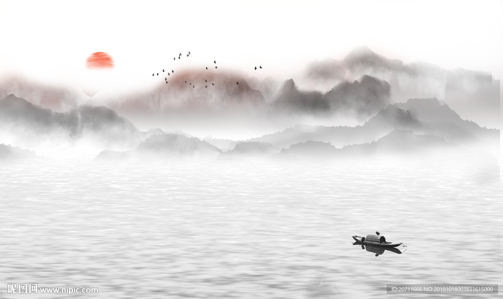 中式山水画背景