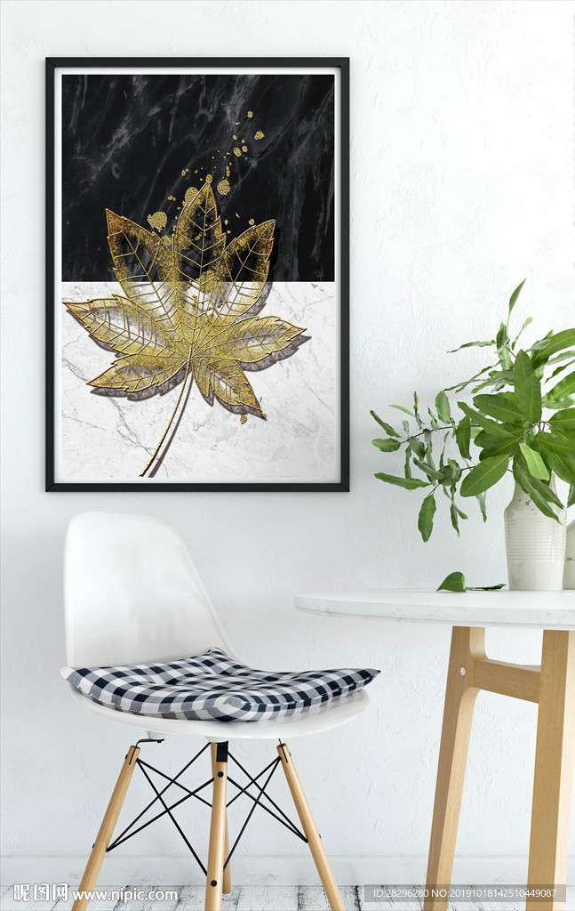 金色树叶晶瓷装饰画