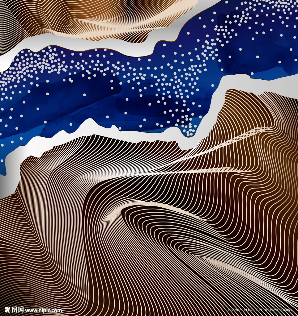 现代抽象意境图山脉图个性几何客