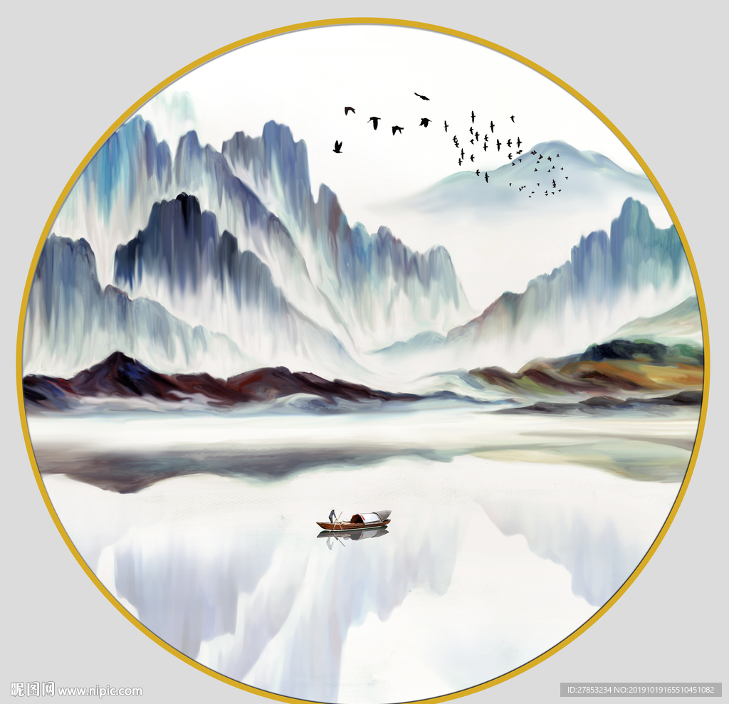 新中式圆形装饰画