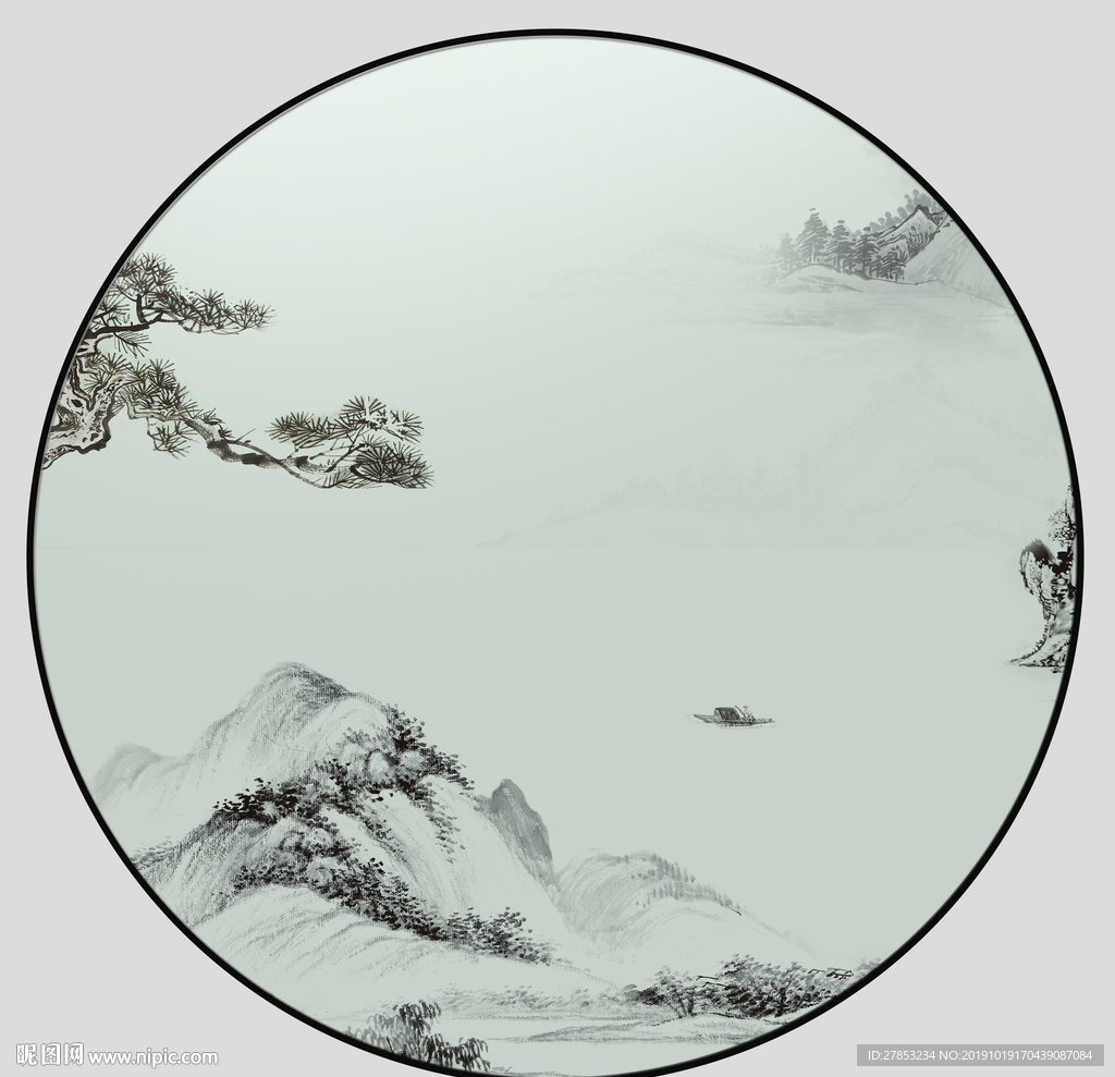 新中式圆形装饰画