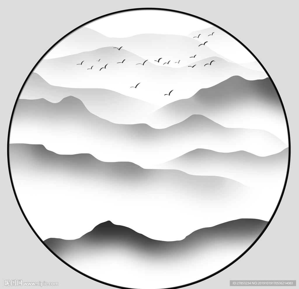 新中式圆形装饰画