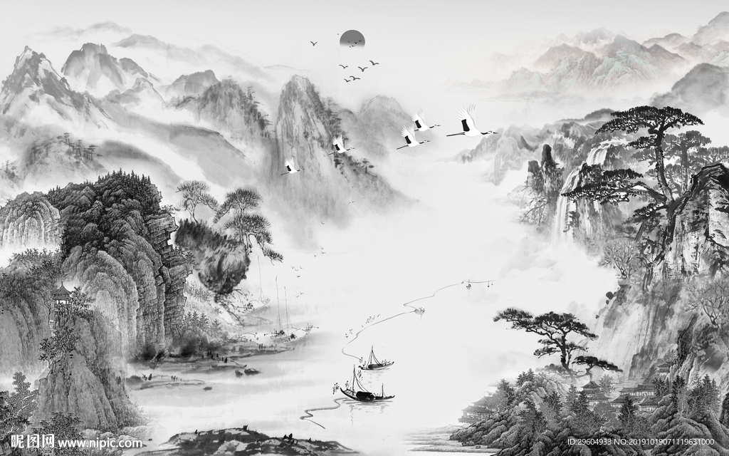 山水高清中国风画 TIF分层