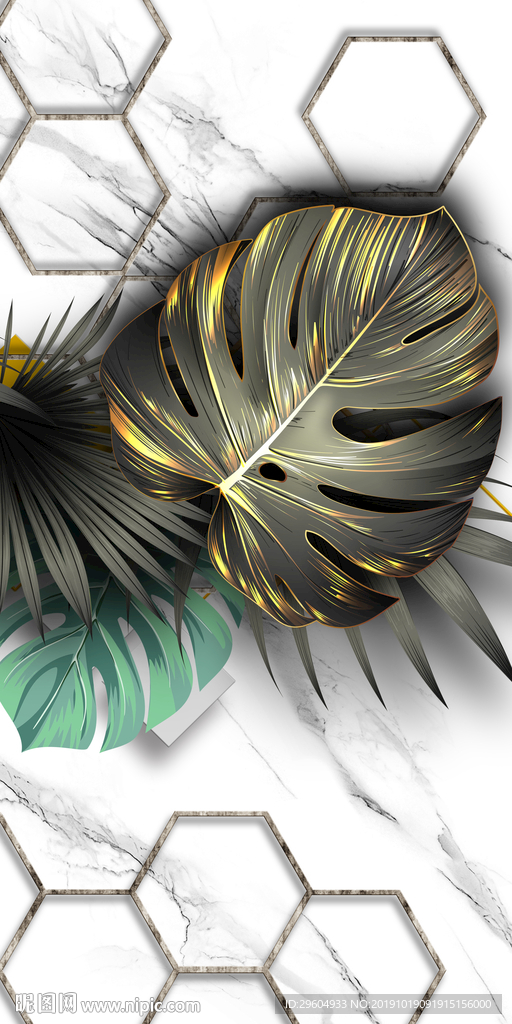 爵士白玄关画TIF分层 背景墙