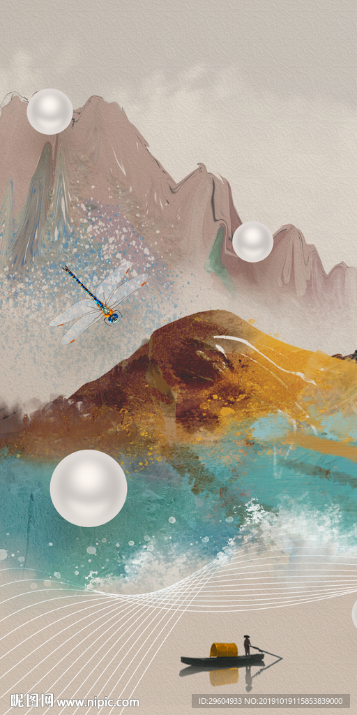 珍珠现代玄关画 TIF分层