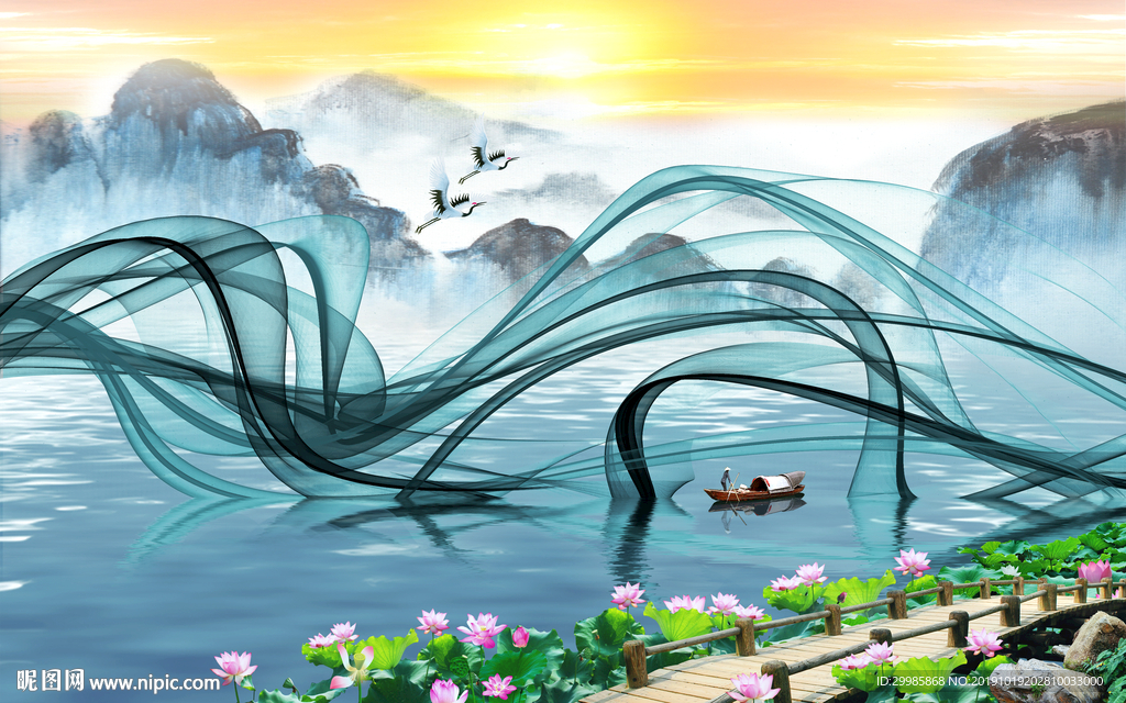 抽象新中式画 tif分层