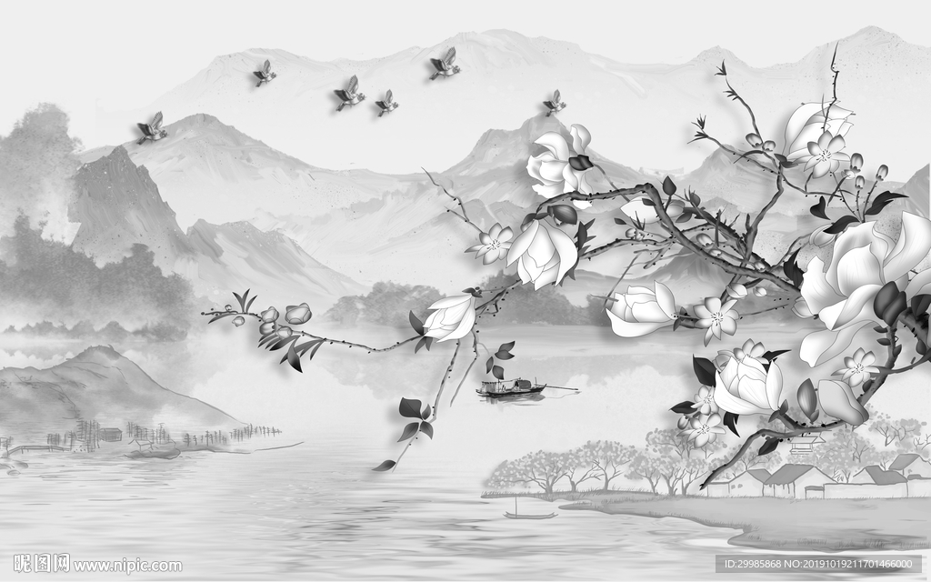 高档 新中式画 tif分层