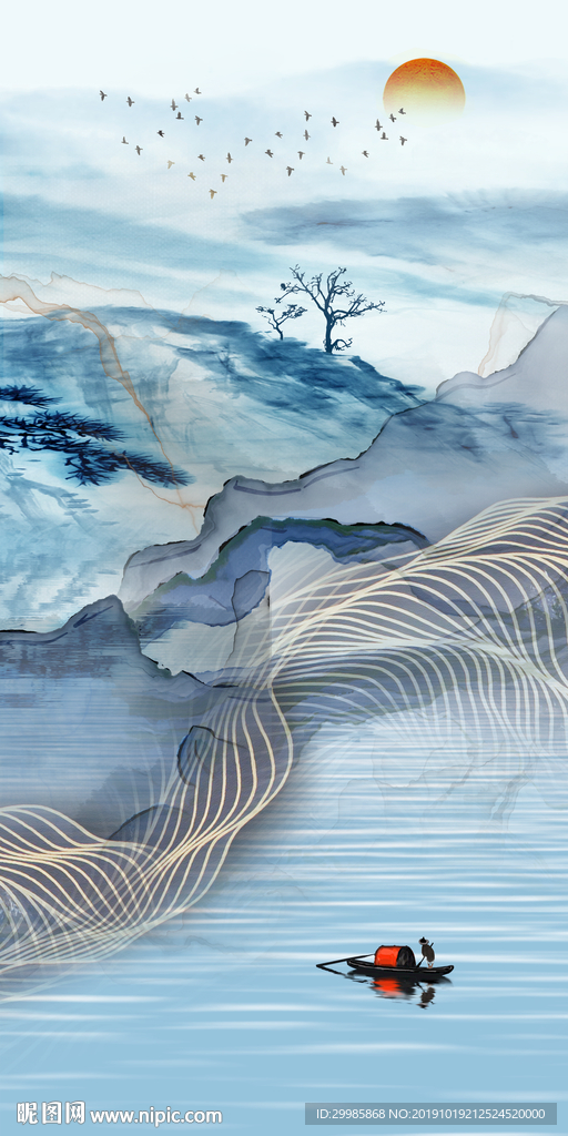 意境风景山水玄关 tif分层