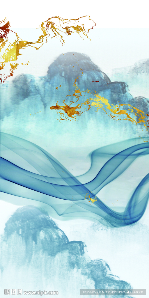 奢华中式山水玄关 tif分层