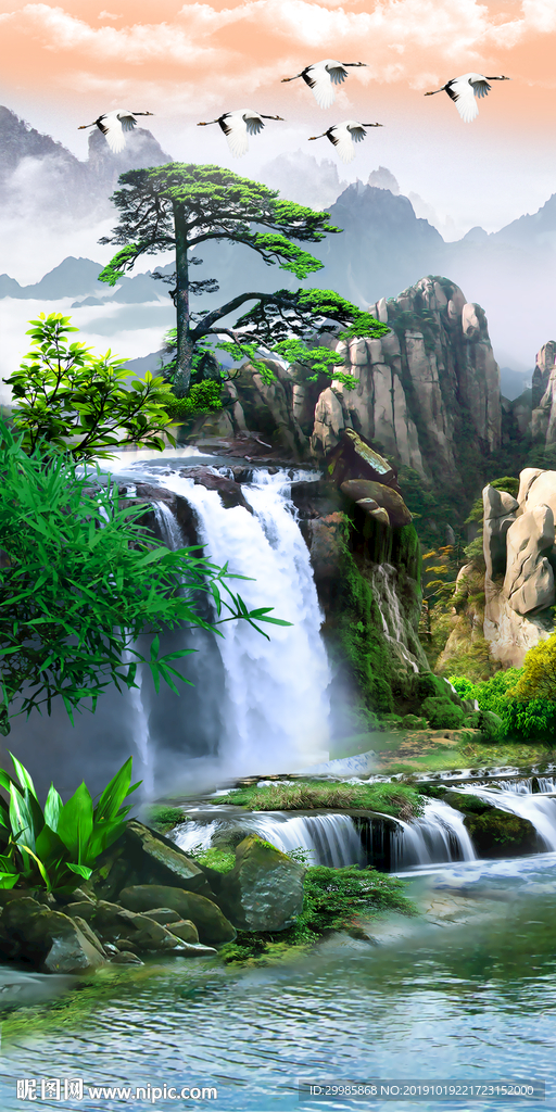 中式山水玄关 tif分层