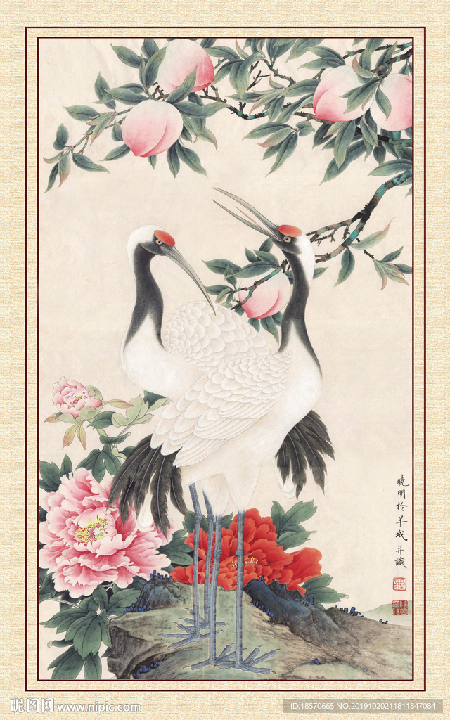 水墨仙鹤