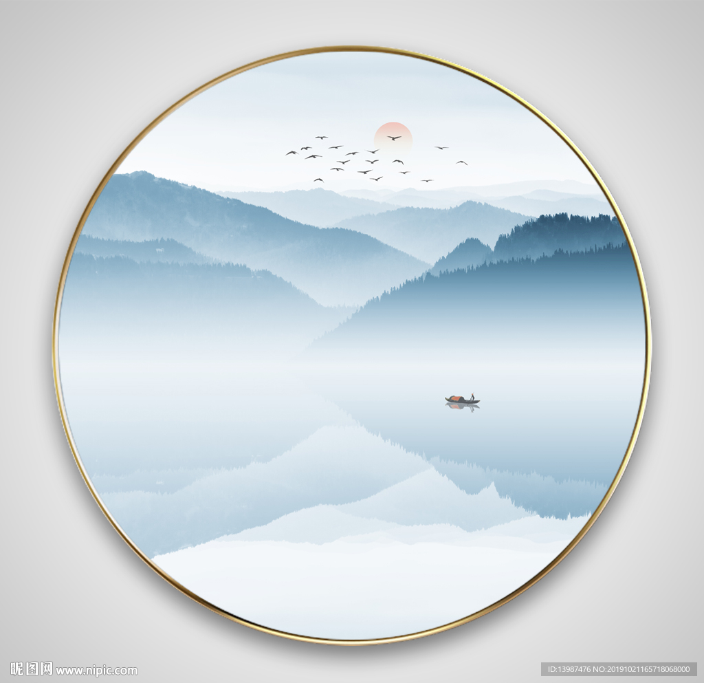 现代简约新中式水墨山水装饰画