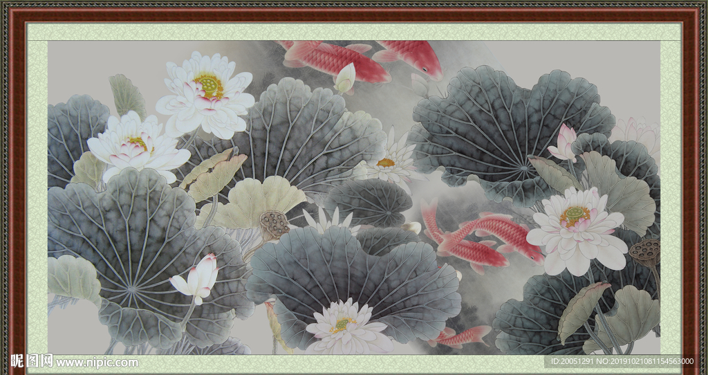 荷花国画