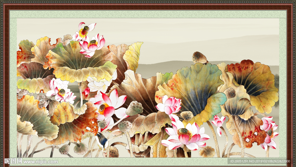 荷花国画