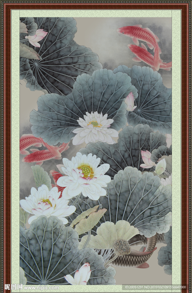 荷花国画
