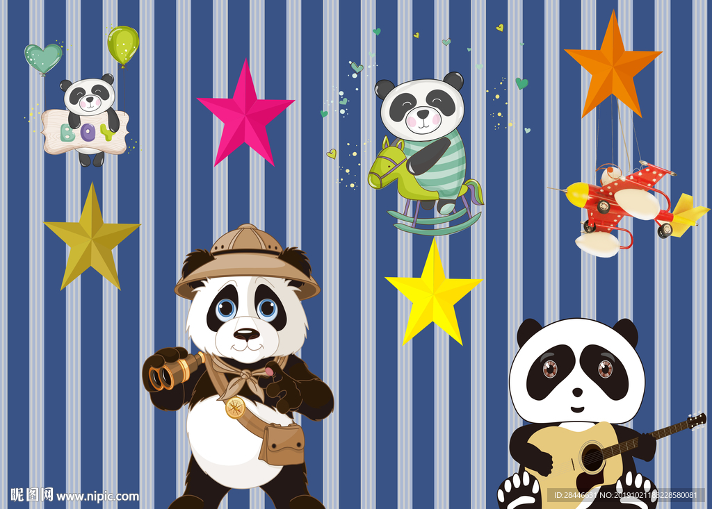 卡通背景墙手绘儿童房