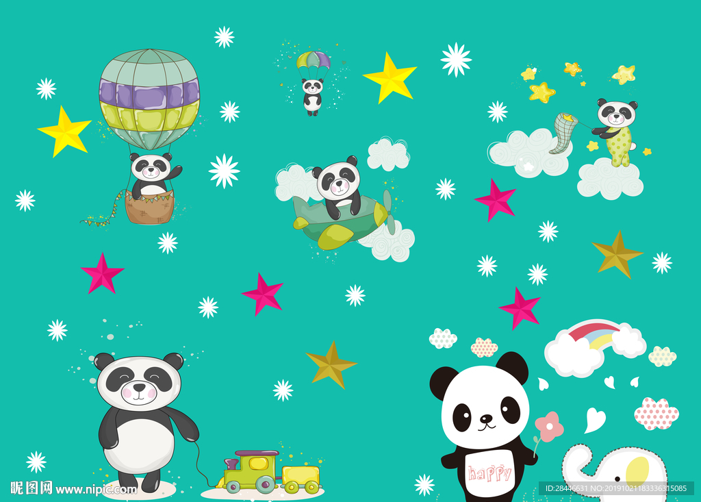 卡通背景墙手绘儿童房