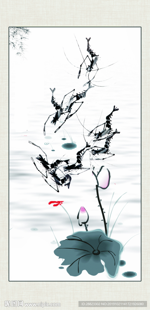 水墨大虾