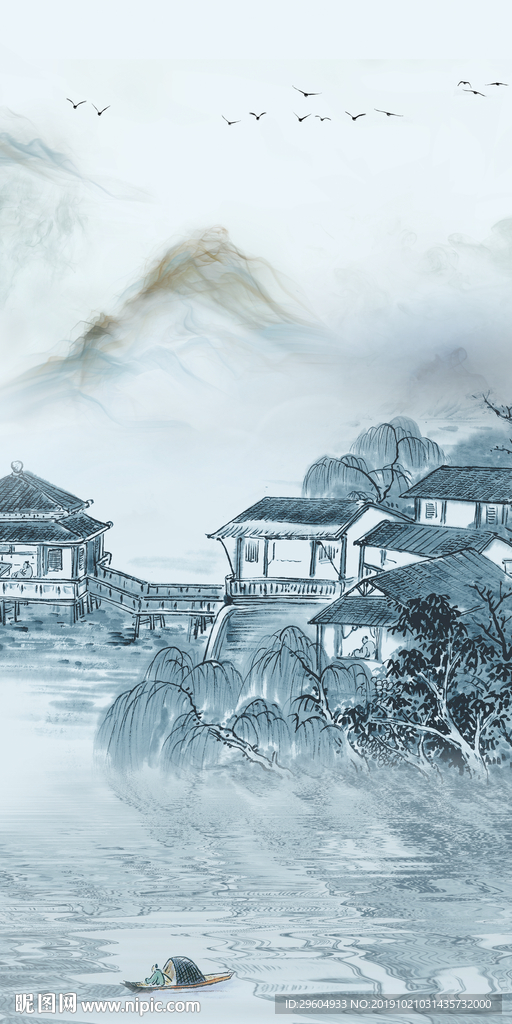 中式山水画 TIF分层