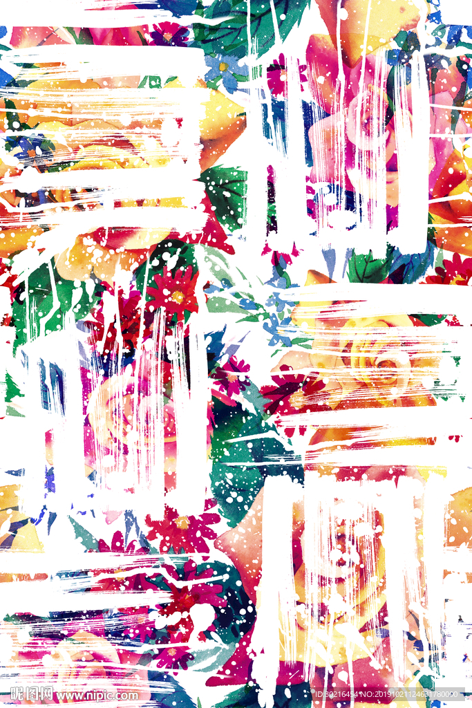 数码印花 花朵 水墨花 老年女