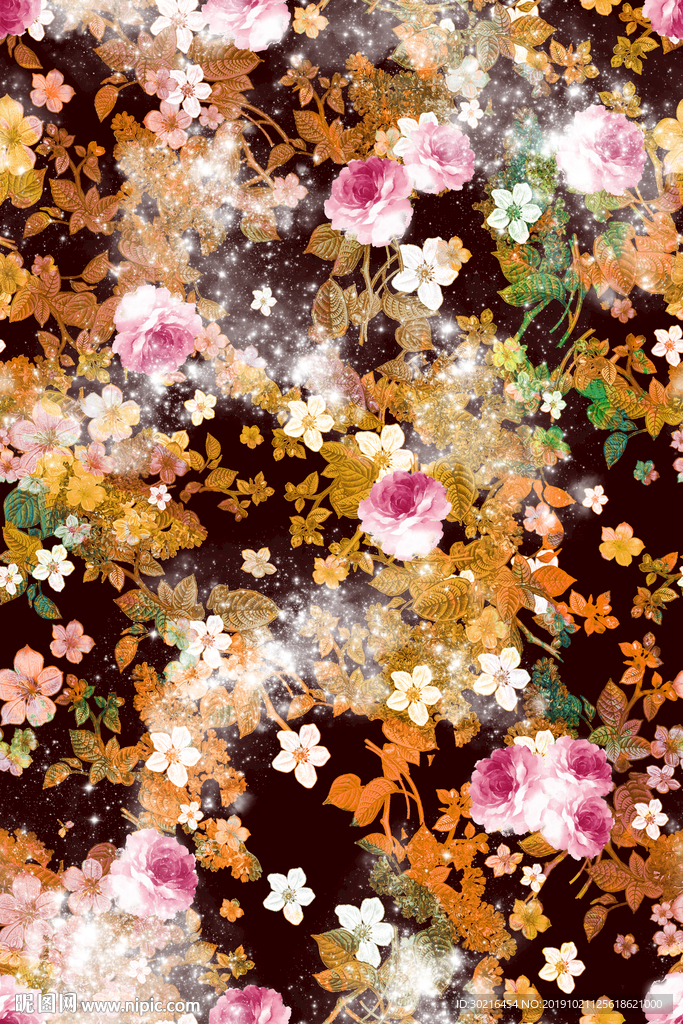 数码印花 花朵 水墨花 老年女