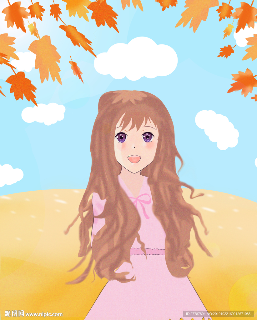 唯美秋季卡通女孩