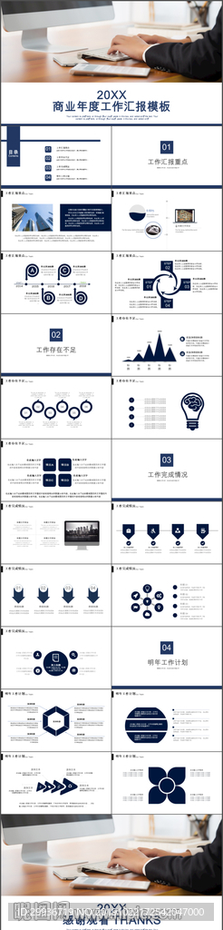 简约商业年度工作汇报PPT模板