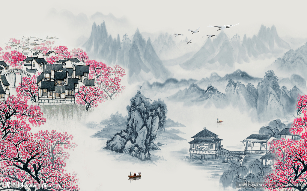 简约中式新山水画 tif分层