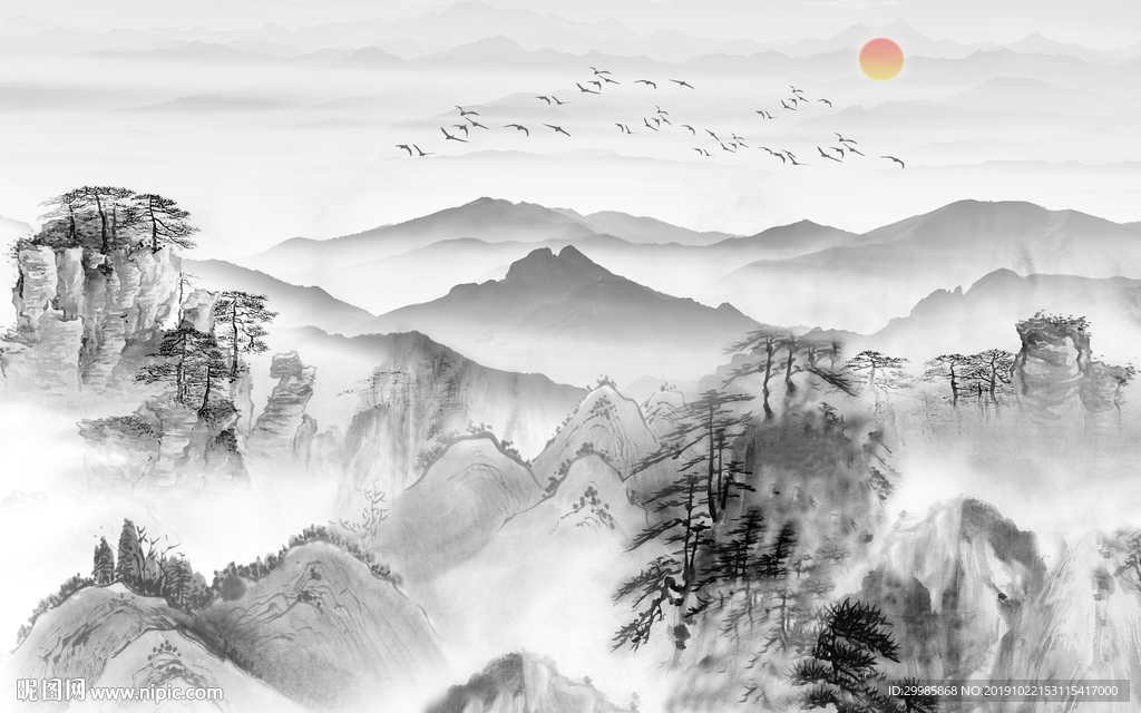 现代中式新山水画 tif分层