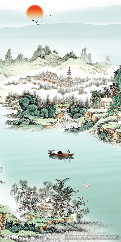 意境风景玄关山水 tif分层