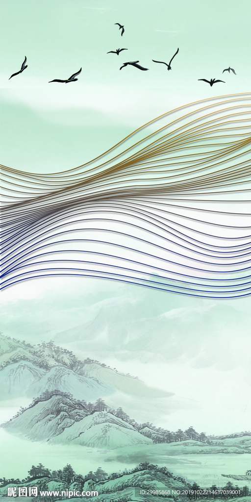 高档风景玄关山水 tif分层