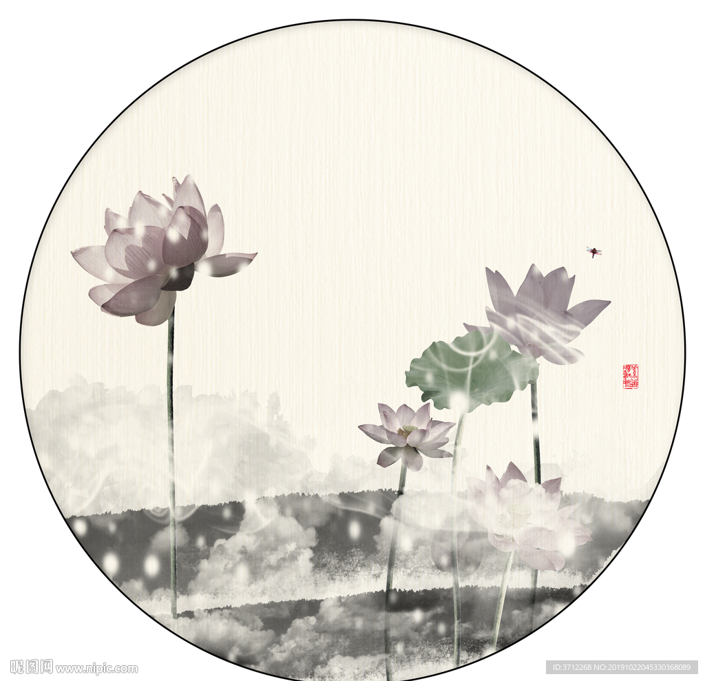 荷花风景画
