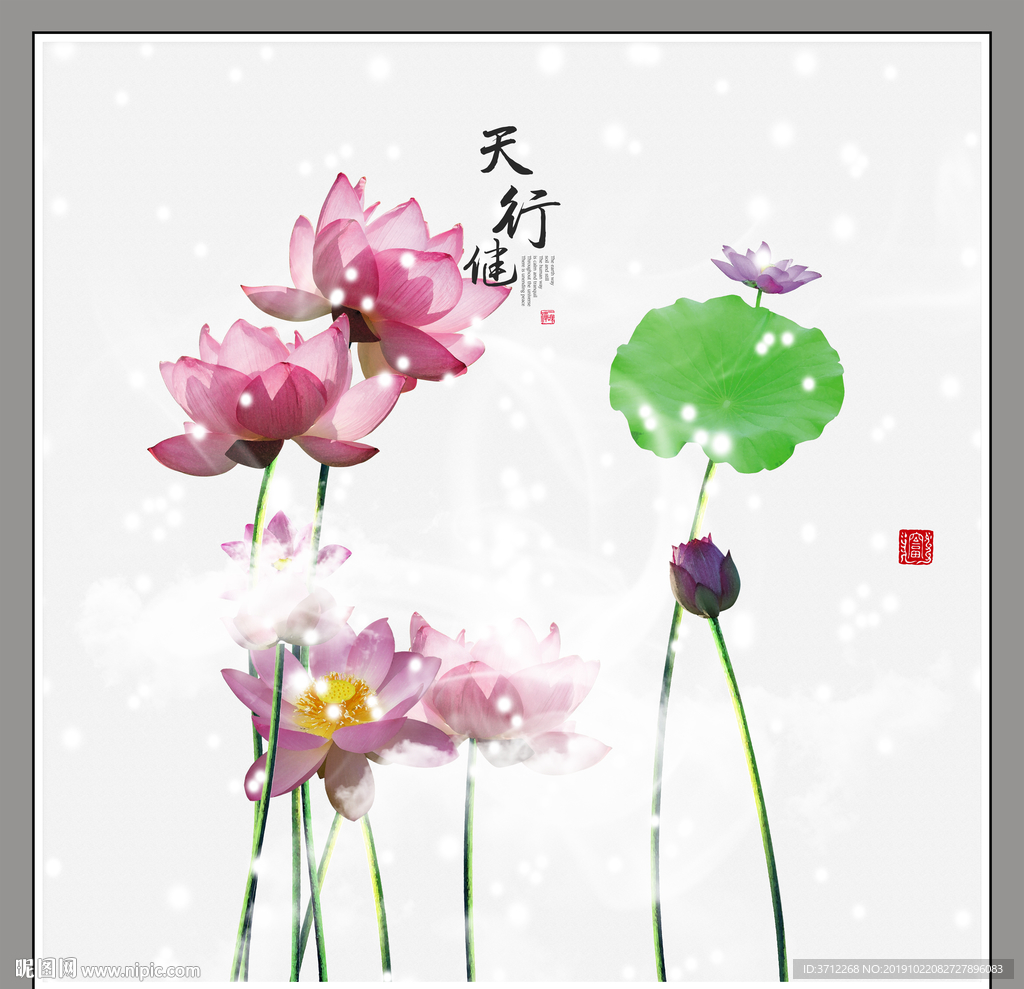 书房荷花图