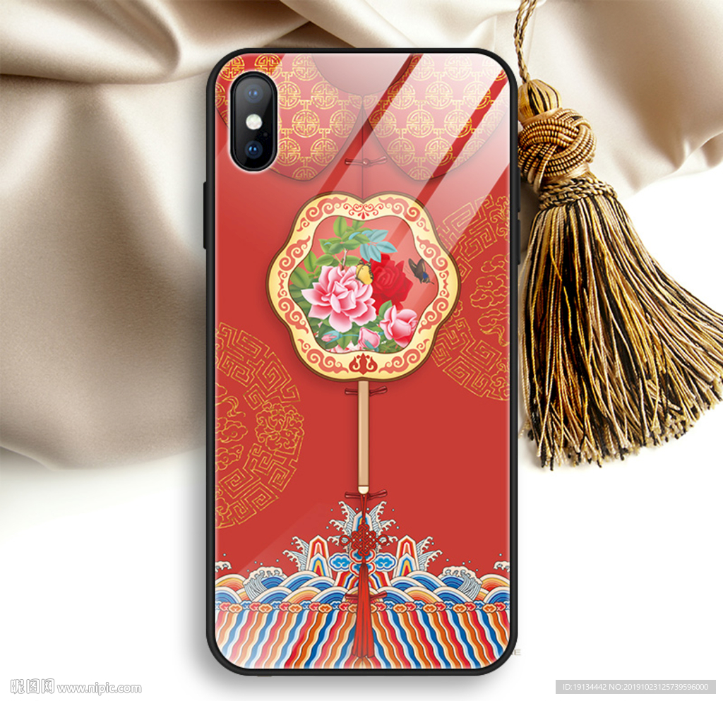 富贵牡丹宫廷风手机壳图案设计