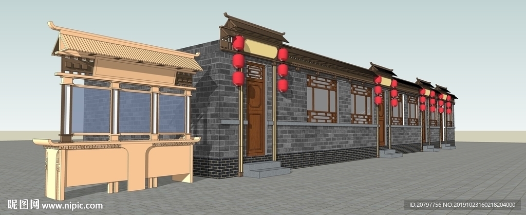 SKP SU 中式小吃  柜台