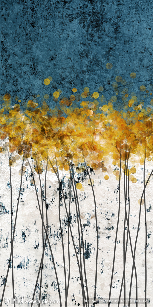 抽象金色树林装饰画晶瓷画