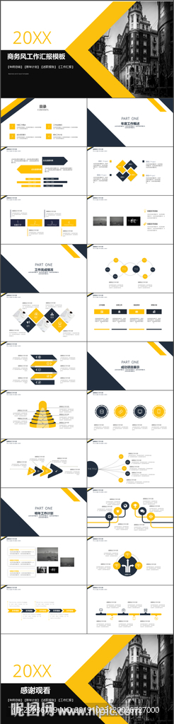 黄色商务风工作汇报PPT模板