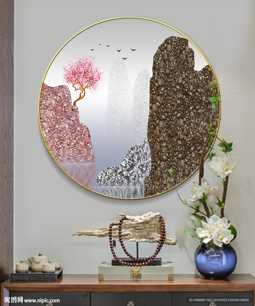 新中式山水桃花源意境禅意装饰