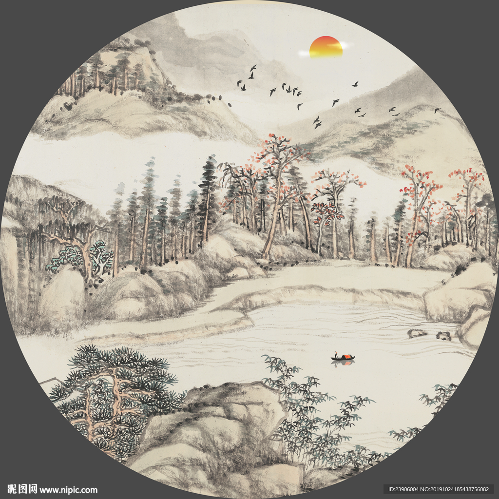 水墨山水画 禅意画 无框画