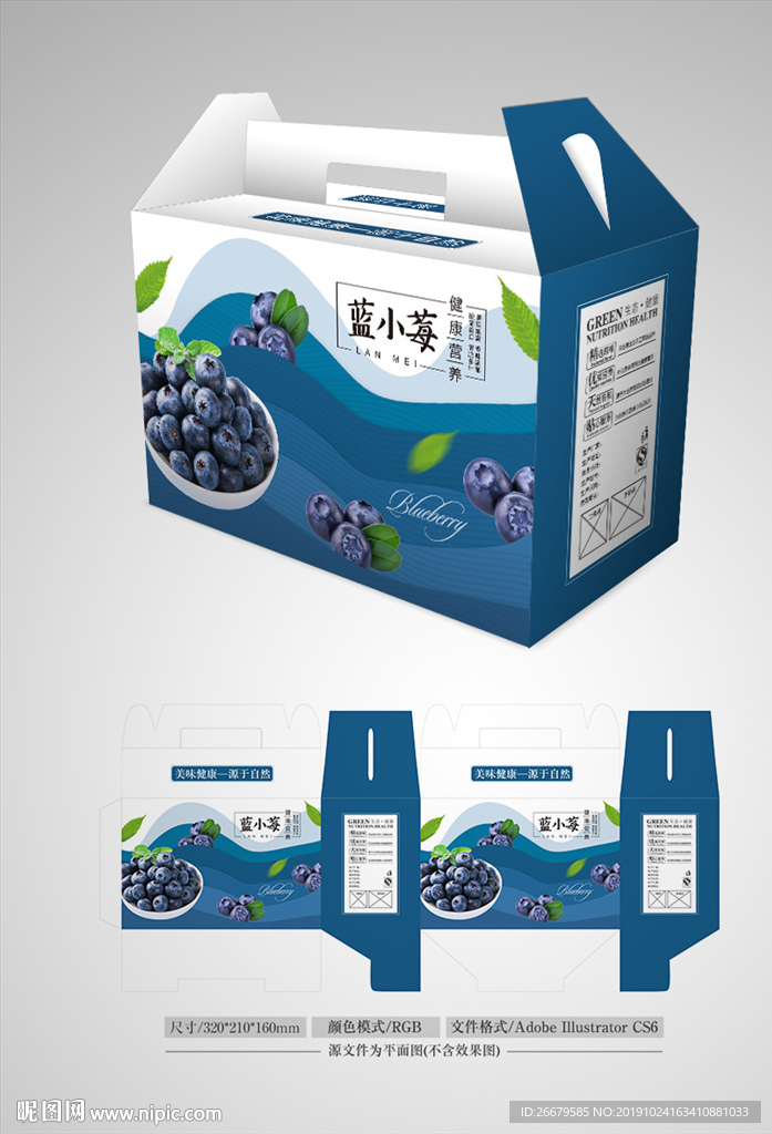 蓝莓箱包装 平面图