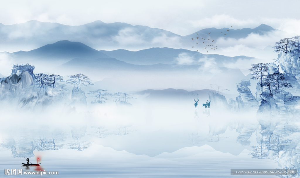 现代意境新山水画 TIF分层