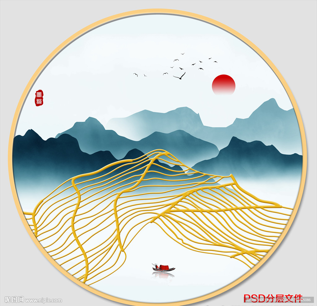 圆形水墨