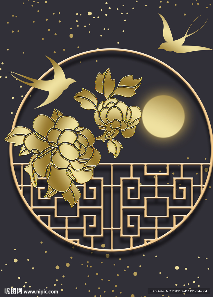 新中式现代轻奢抽象树叶北欧