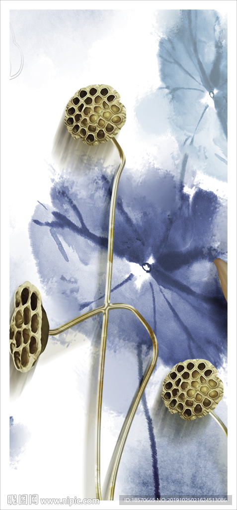 水墨荷花玄关背景