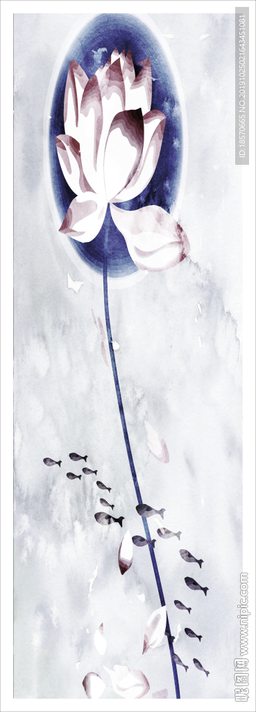 水墨荷花玄关背景