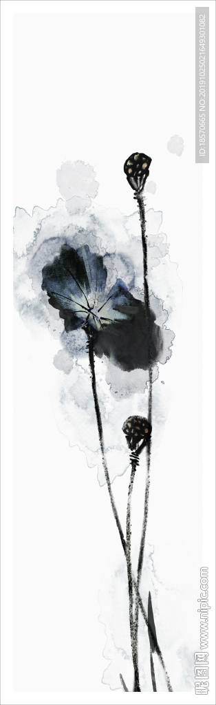 水墨荷花玄关背景