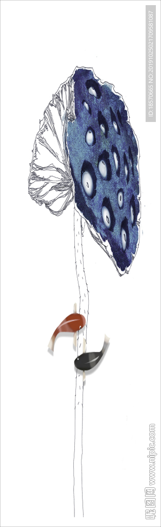 水墨荷花玄关背景